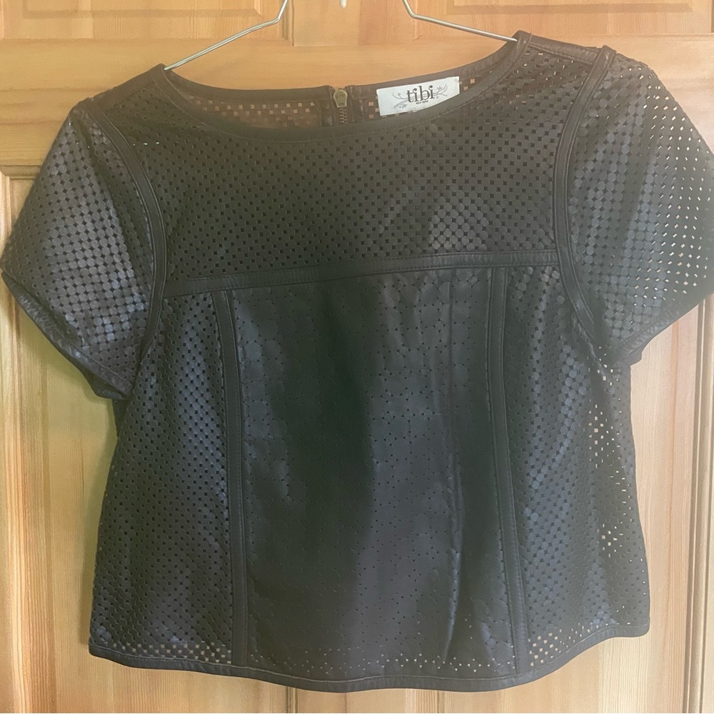 Tibi Brown Leather Blouse size 4